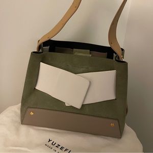 YUZEFI Dinky bag in green suede, shoulder bag, 100% authentic